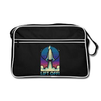 Retro Rocket Launch Illustration - Retro Bag - black/white - Front
