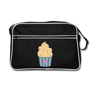 Icecream Heart Stripe Confetti Dots Cup Muffin - Retro Bag - black/white - Front