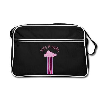 It’s a Girl - Nuage rose avec paillettes pour la fête - Sac Retro - noir/blanc - Devant