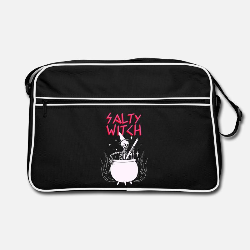 Salty Witch Hexenkessel Cauldron Skelett Skeleton - Retro Tasche - Schwarz/Weiß