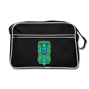 Psychedelisches Schädelportal – Okkulte Pilzvision - Retro Tasche - Schwarz/Weiß - Vorne