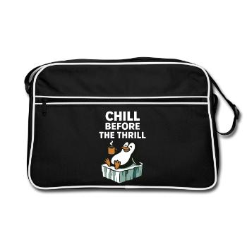 Entspann dich vor dem Nervenkitzel Penguin Spaß Winterstimmung - Retro Tasche - Schwarz/Weiß - Vorne