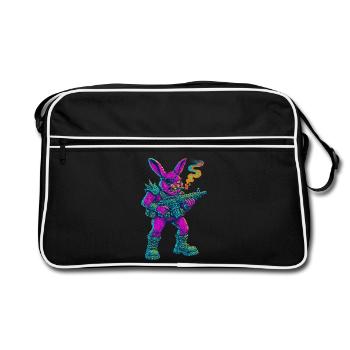 Punk Bunny néon avec cigare et fusil - Sac Retro - noir/blanc - Devant