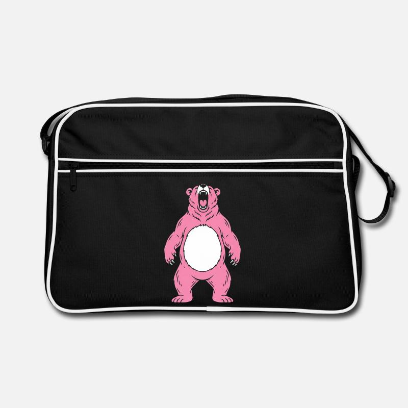 Pink Bear Roars With White Belly Retro Bag