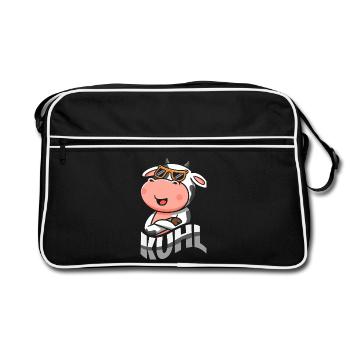 Cool cow with sunglasses cool funny animal - Retro Bag - black/white - Front