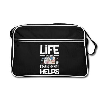 Scrapbooking always helps - Retro Bag - black/white - Front
