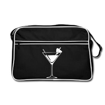 Cocktail Cocktailglas Geschenk Barkeeper Kellner  - Retro Tasche - Schwarz/Weiß - Vorne