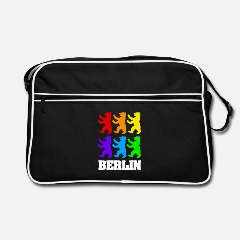 Berliner Bären in Farbe - Retro Tasche - Schwarz/Weiß