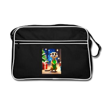 Dessin animé Noël voeux suricate cadeau - Sac Retro - noir/blanc - Devant
