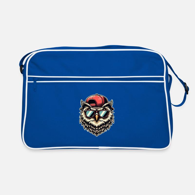 Coole Eule mit Sonnenbrille und Cap Retro Tasche