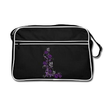 Hibiscus fleurs et papillons - Sac Retro - noir/blanc - Devant