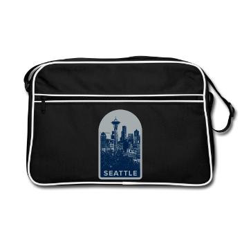 Seattle Skyline Badge - Retro Bag - black/white - Front