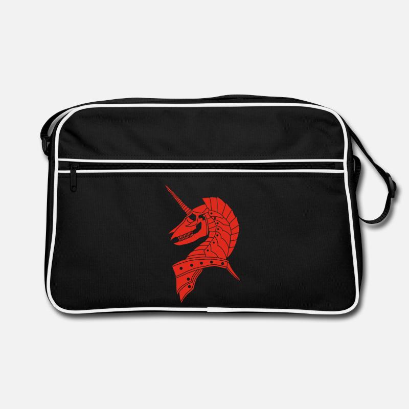 Rotes gotisches Einhorn Retro Tasche