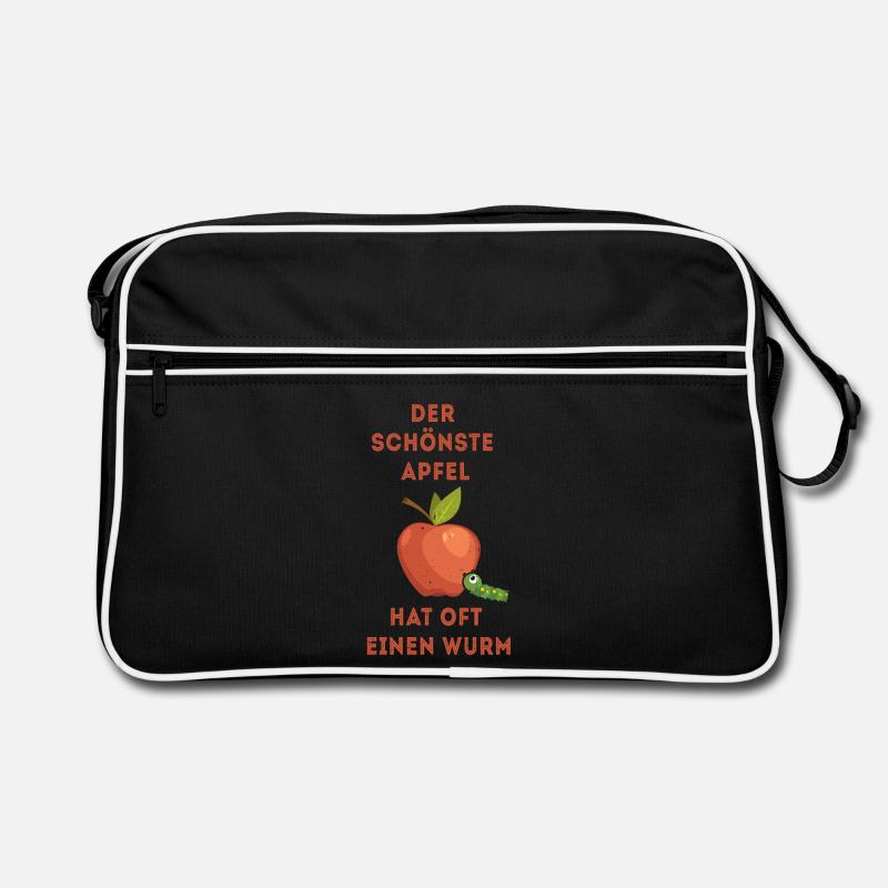 Der schönste Apfel hat oft einen Wurm Retro Tasche
