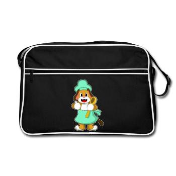 Dog Cooking Cooking Spoon Cooking - Retro Bag - black/white - Front