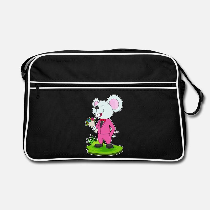 Mariage de fleurs de marié de souris - Sac Retro - noir/blanc