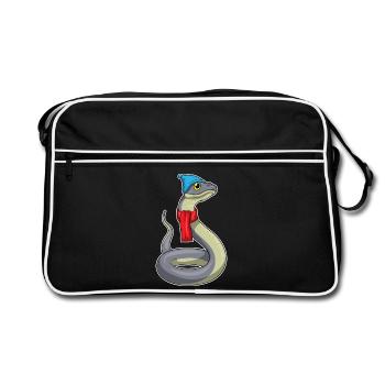 Snake Winter Scarf Hat - Retro Bag - black/white - Front