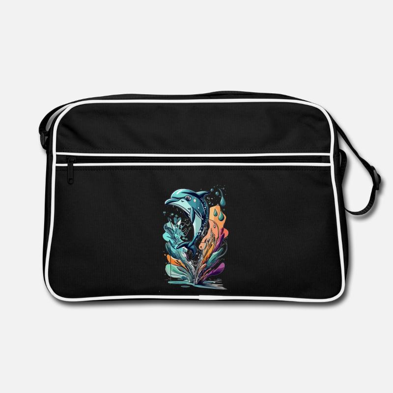 DELFIN - Retro Tasche - Schwarz/Weiß
