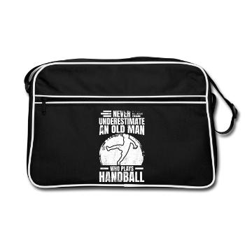 Ne sous-estimez jamais un ancien joueur de handball - Sac Retro - noir/blanc - Devant