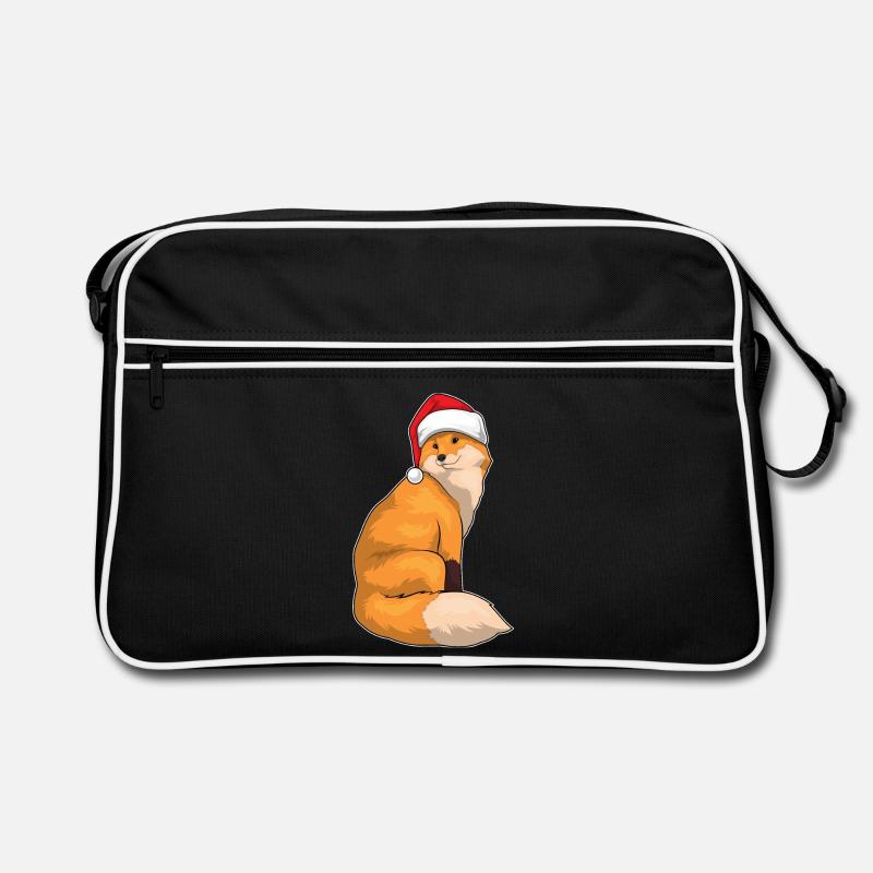 Fuchs Weihnachten Weihnachtsmütze - Retro Tasche - Schwarz/Weiß
