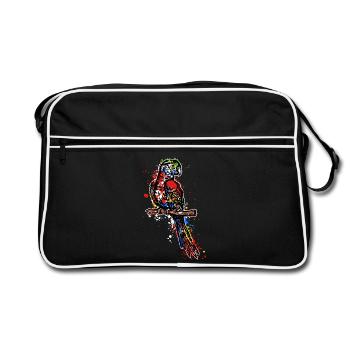 Perroquet, Animal, Oiseau, Amoureux Des Animaux, Animaux De Zoo, Animal De Compagnie - Sac Retro - noir/blanc - Devant