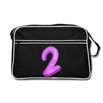 Two - 2 - Number Number - Retro Bag - black/white - Front