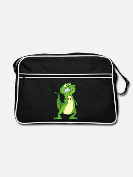 Die Stärke des Tyrannosaurus Rex - Retro Tasche - Schwarz/Weiß - Vorne