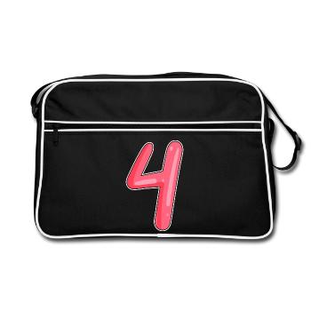 4 - Four Number Number - Retro Bag - black/white - Front