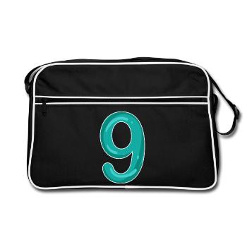 Number 9 - Nine - 9 Motif - Retro Bag - black/white - Front