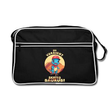 Beware of Skateosaurus - Retro Bag - black/white - Front