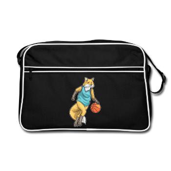 Fuchs Basketballspieler Basketball - Retro Tasche - Schwarz/Weiß - Vorne