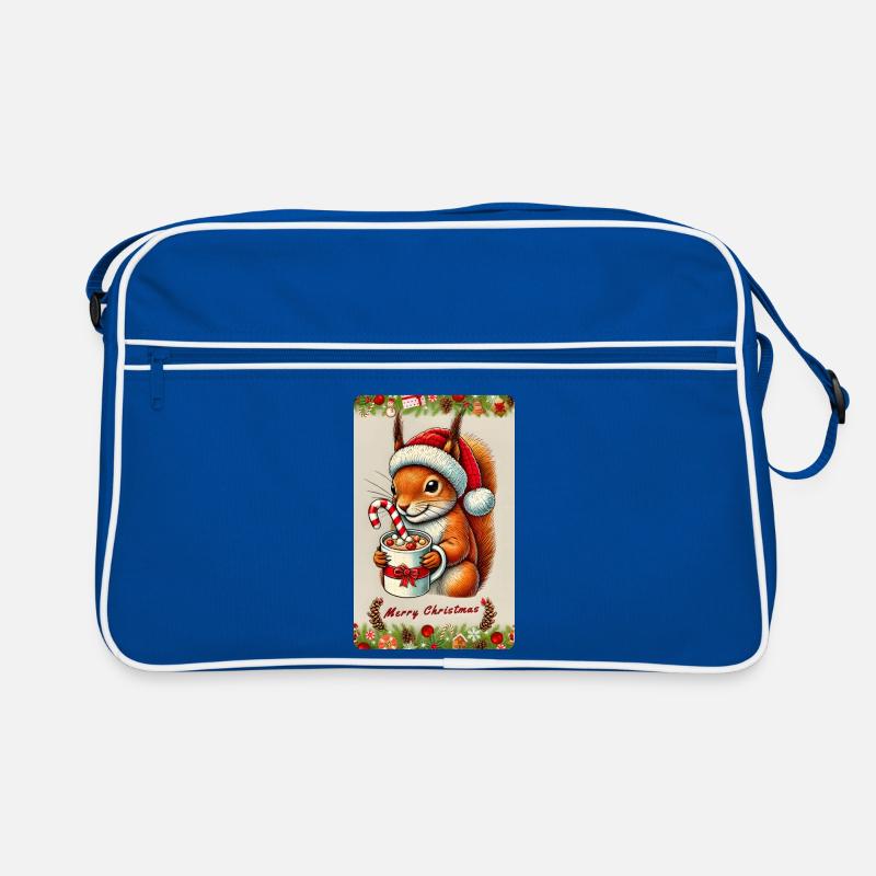 Weihnachts-Eichhörnchen mit heißer Schokolade Retro Tasche