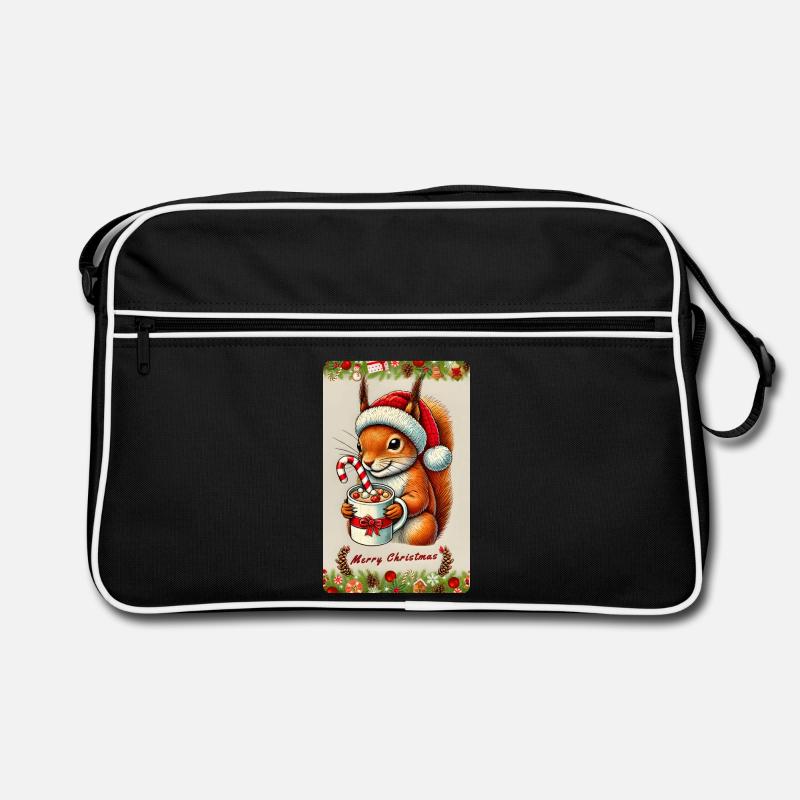 Christmas squirrel with hot chocolate Retro Bag