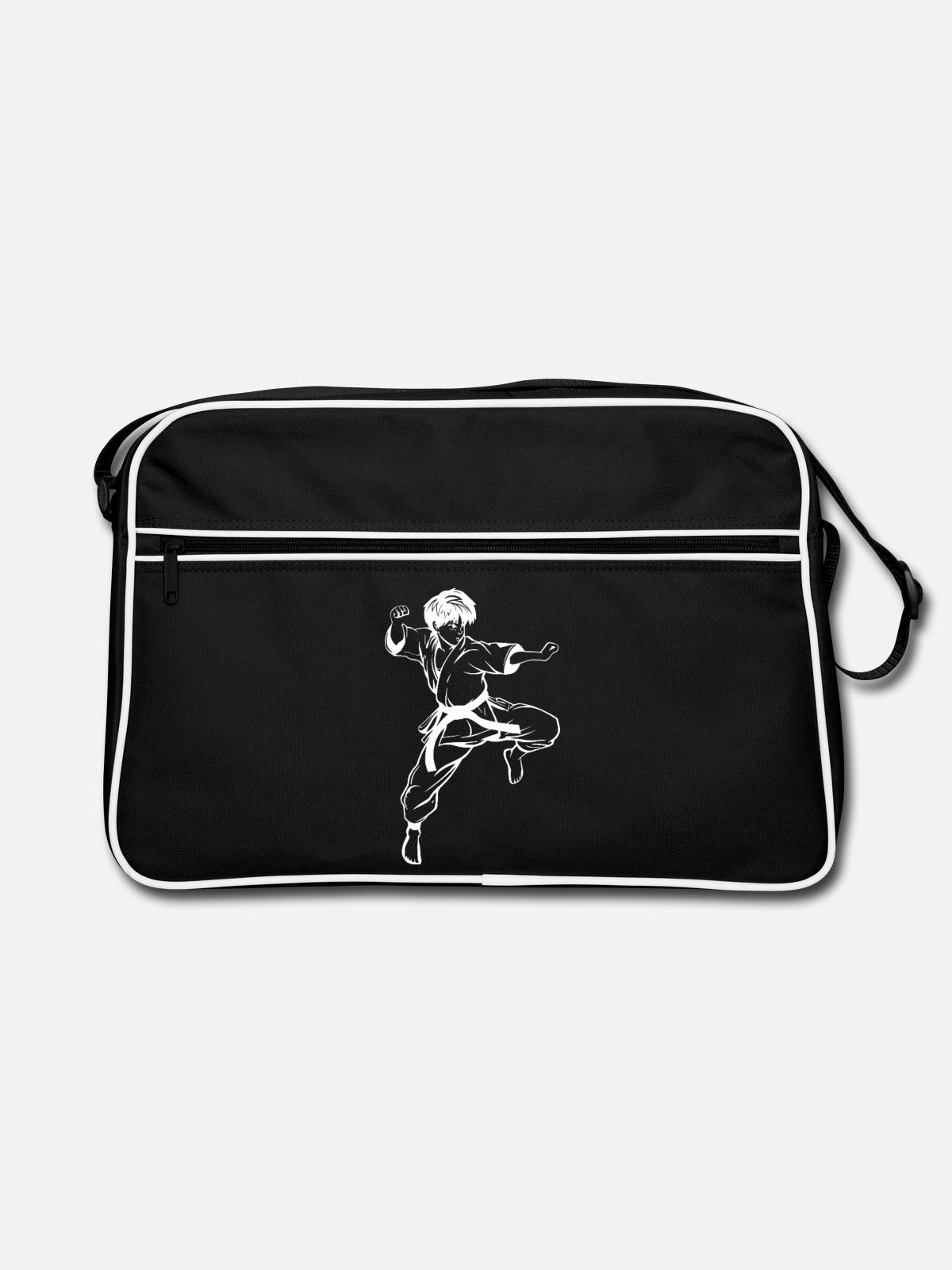 Karate Boy Sketch - Retro Bag - black/white - Front