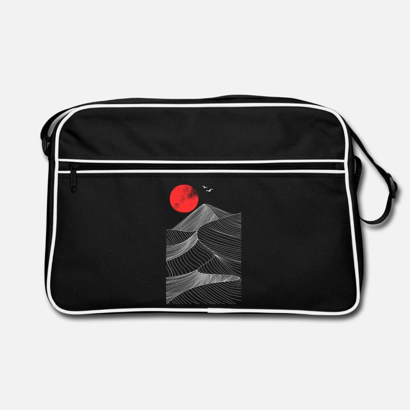 Rote Sonne über Bergen Abstrakt Retro Tasche