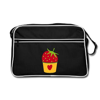Glace Glace Crème glacée Fraise Glace Cupcake Sweet - Sac Retro - noir/blanc - Devant