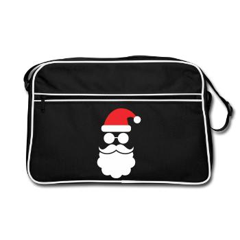 Santa Claus with Beard Minimal Head Design - Retro Bag - black/white - Front