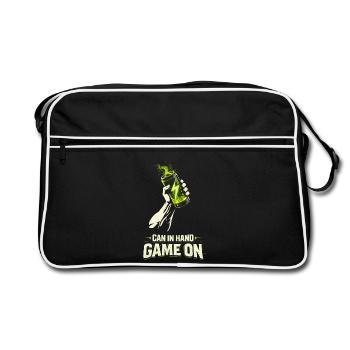 Energy Drink Can In Hand Game On - Retro Tasche - Schwarz/Weiß - Vorne