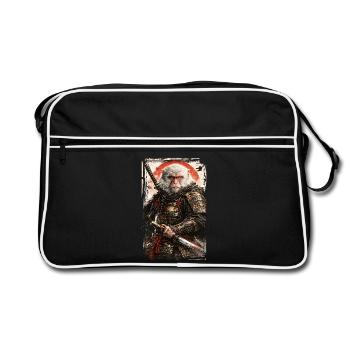Art japonais - Singe des neiges japonais - Samouraï - Sac Retro - noir/blanc - Devant