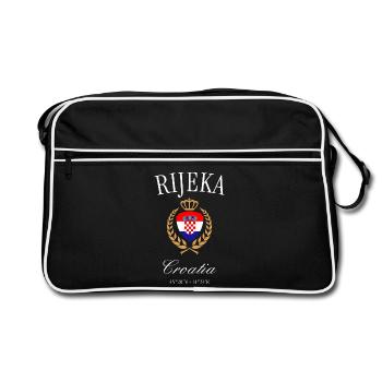 Rijeka Croatia Coat of Arms Crown – Travel Souvenir - Retro Bag - black/white - Front