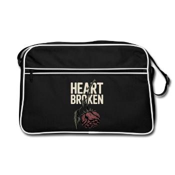 Broken Heart with Withered Rose - Retro Bag - black/white - Front