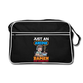 Anime Ramen Und Gaming Junge Gamer - Retro Tasche - Schwarz/Weiß - Vorne