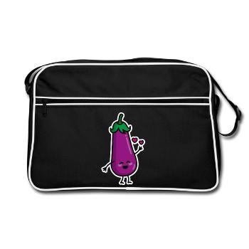 Aubergine couples penis emoji texting sex meme duo - Retro Bag - black/white - Front