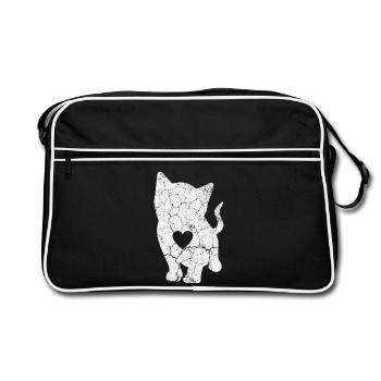 Katze Katzen - Retro Tasche - Schwarz/Weiß - Vorne
