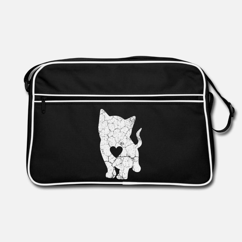 Katze Katzen - Retro Tasche - Schwarz/Weiß