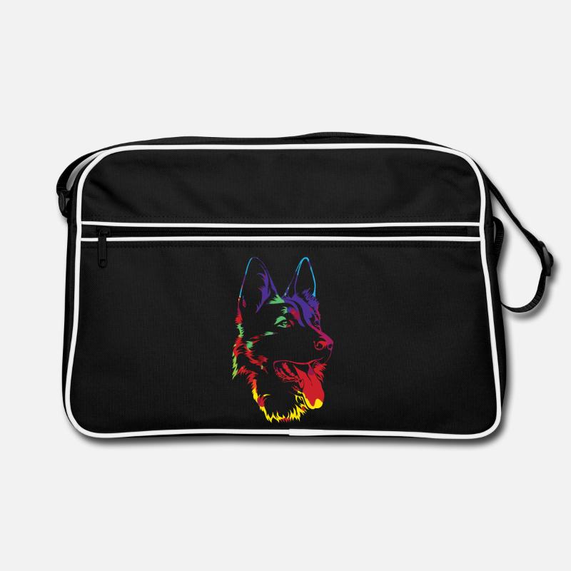 Schäferhund - deutscher Schäferhund - Geschenk - Retro Tasche - Schwarz/Weiß