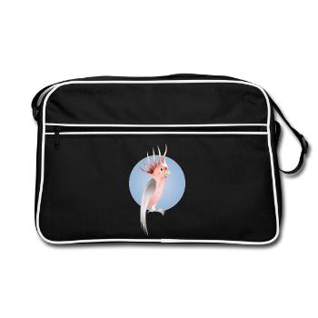 Pink cockatoo bird with delicate blue background - Retro Bag - black/white - Front