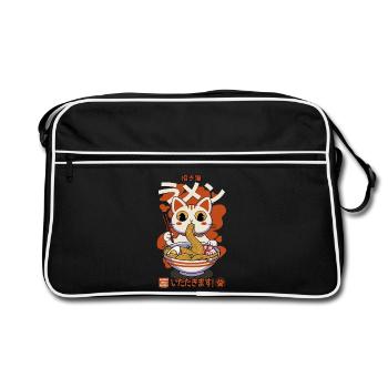 Maneki neko ramen retro - Retro Tasche - Schwarz/Weiß - Vorne
