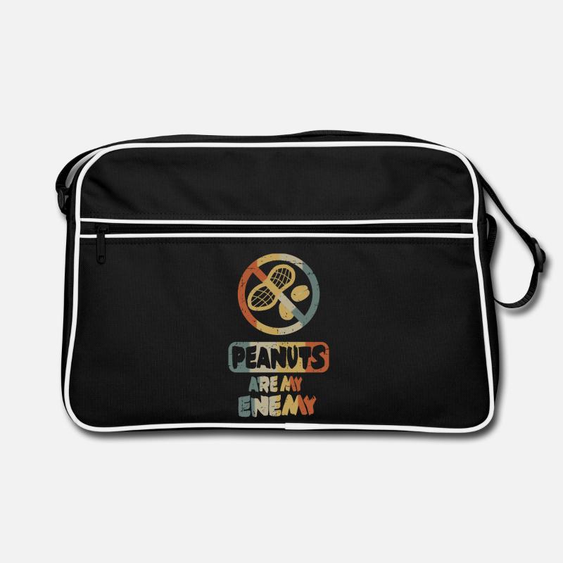 Les cacahuètes sont mes ennemies - Sac Retro - noir/blanc