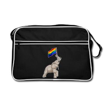 Elephant Rainbow Flag - Retro Bag - black/white - Front